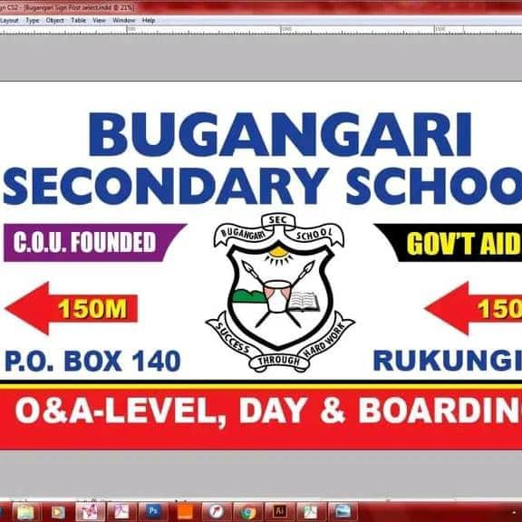 Bugangari Secondary School sign